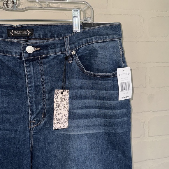 Nanette Lepore jeans High-Rise Slim Straight Blue denim stretch 18 NEW - Picture 3 of 7